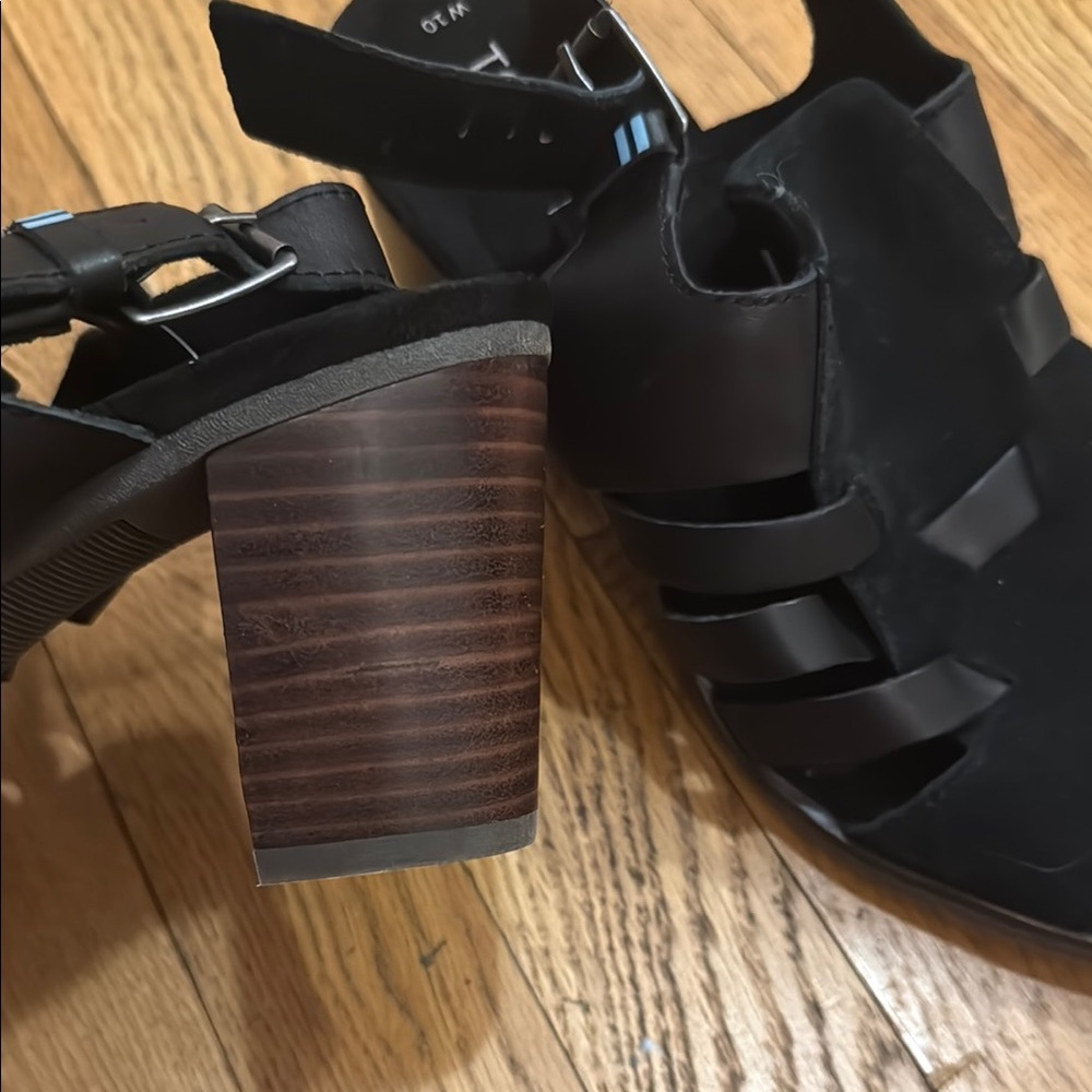 TOMS Ortholite Suede Leather Black Sandals